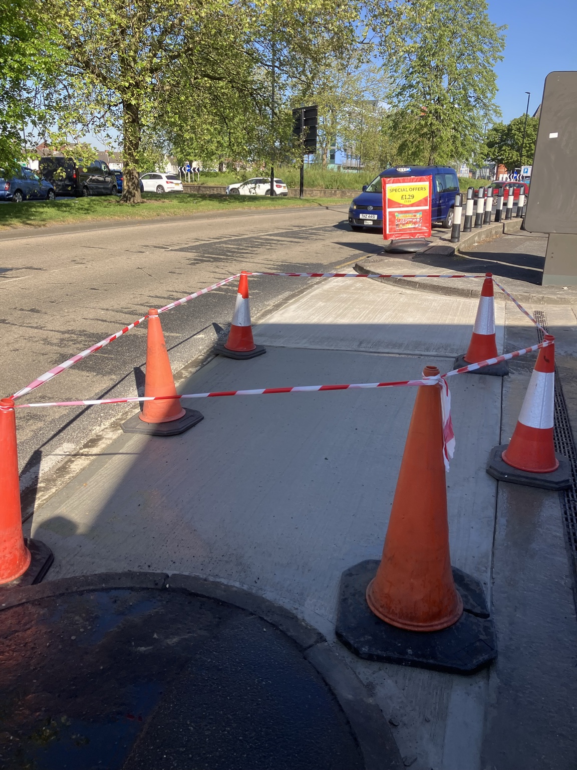 Completed reinforced concrete apron repair